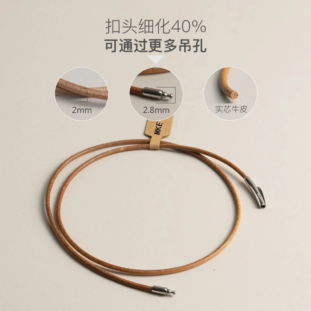 MKENDN Handmade Simple Style Primary Color Cowhide Choker Necklace Leather Necklace Stainless Steel Clasp Male Women Jewelry