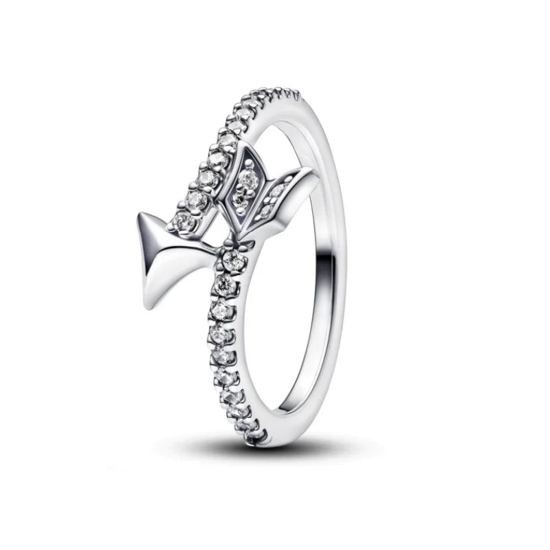 925 Silver Moissanite Diamond Rings Sparkling Luxury Gem Pearl Simple Couple Bow Valentine's Day fit Women's Fine Jewelry Gift