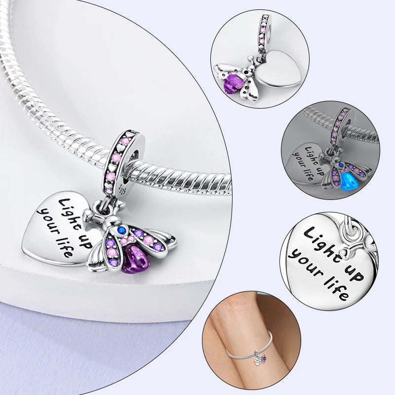 2024 neue 925 Sterling Silber Charms Glühwürmchen Sterne Glühende Leuchtende Charme Perlen für Original Anhänger Armbänder DIY Schmuck Geschenk