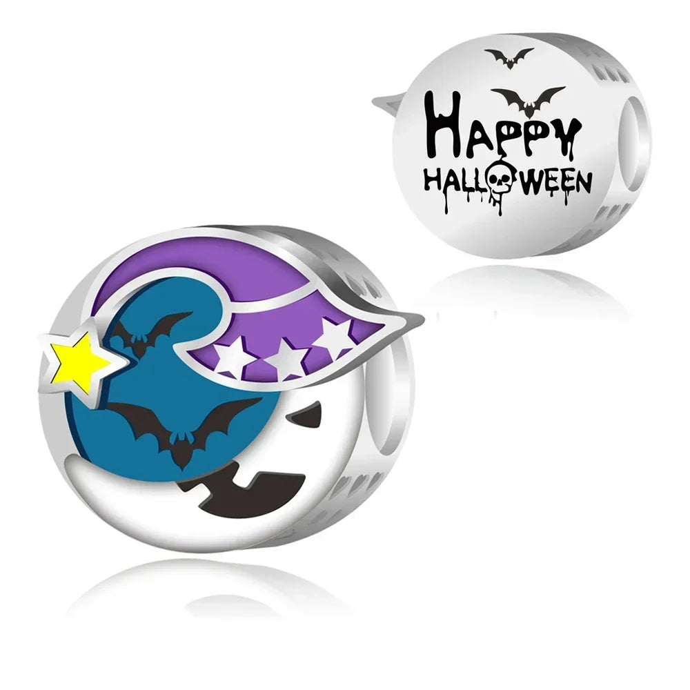 Night Glow Pumpkin,Skull,Vampire,Witch,Ghost Halloween Series Charm fit Pan Original Bracelet Holiday Jewelry DIY Fun Beads