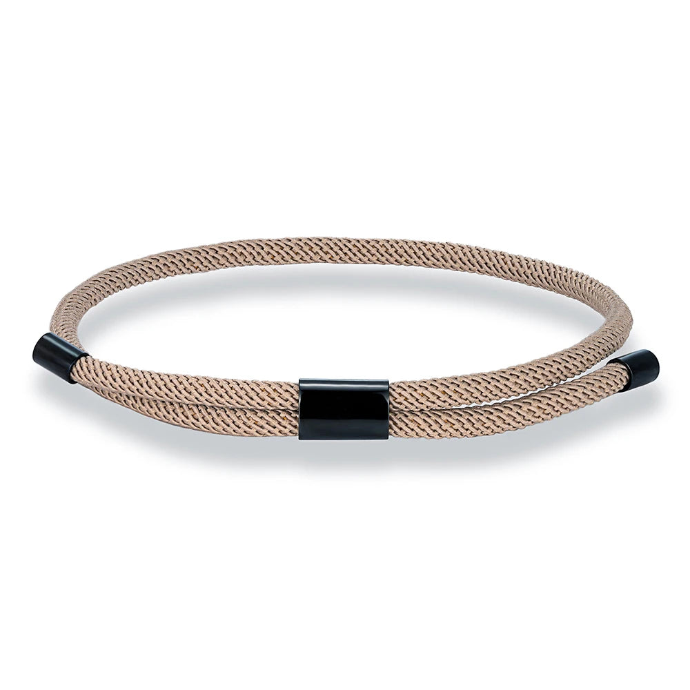 MKENDN Modisches schwarzes Nylonarmband für Damen und Herren aus strapazierfähigem Marine-Nylon mit poliertem schwarzem Edelstahlverschluss – schlichtes Schmuckstück