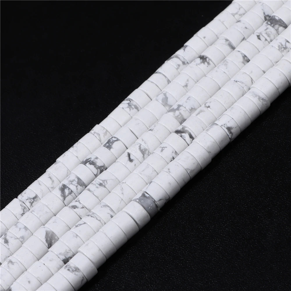 6x3mm Natural Sea Sediment Turquoises Amethysts Jaspers Stone Cylinder Flat Spacer Disk Bead For Jewelry Making DIY Accessories