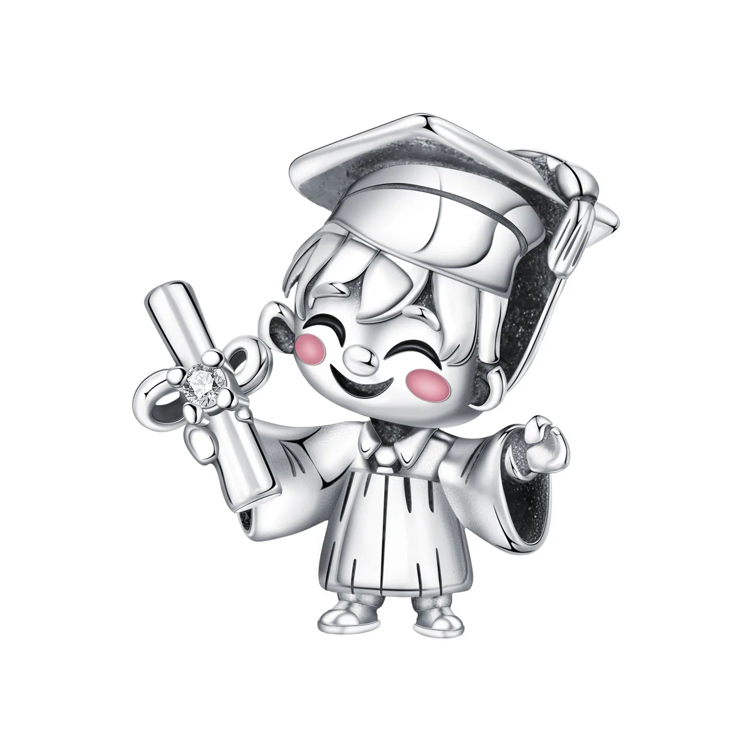 PANPOKI 925 Sterling Silver Cartoon Girl Model Beads Original Pendants Bracelet Charm Jewelry Party DIY Trendy Gifts