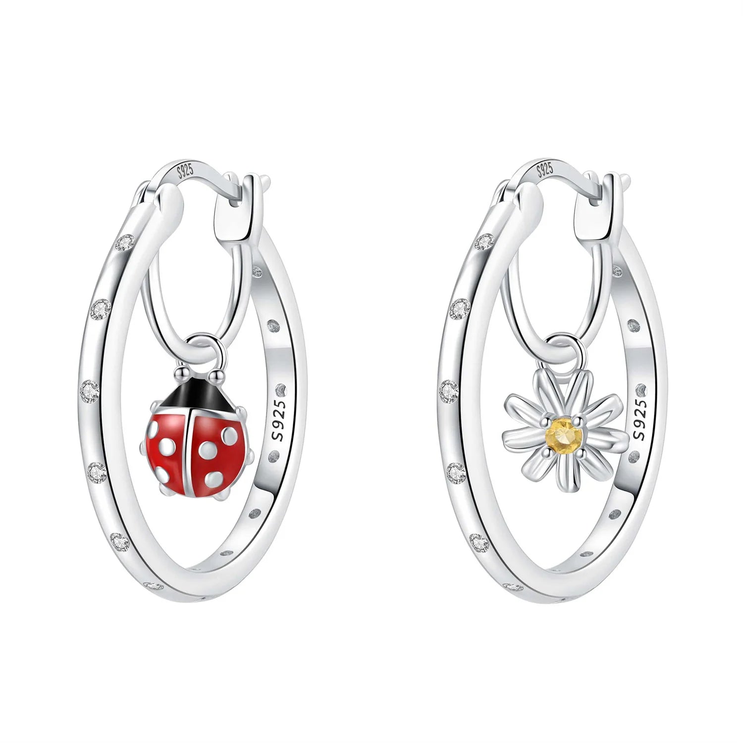 PANPOKI Original 925 Sterling Silver Hummingbird Earrings Women Hoop Earring Anniversary Jewelry Trendy Gifts
