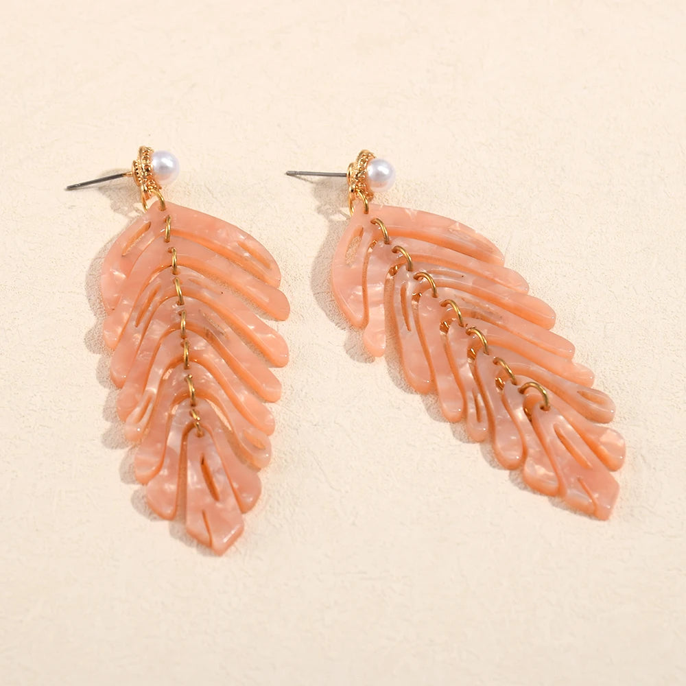 Statement Acrylic Long Earrings Fashion Trend Leaf-Shaped Drop Earring Fine Jewelry Accessories For Women Wholesale