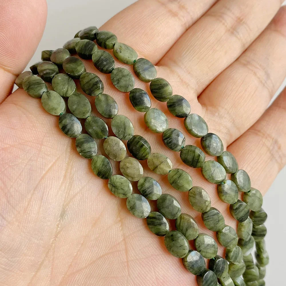 Fashion Natural Oval Shape Stone Bead Faceted Jades Tiger Eye Jaspers Loose Spacer Beads DIY Necklace Bracelet Earrings 6x8mm