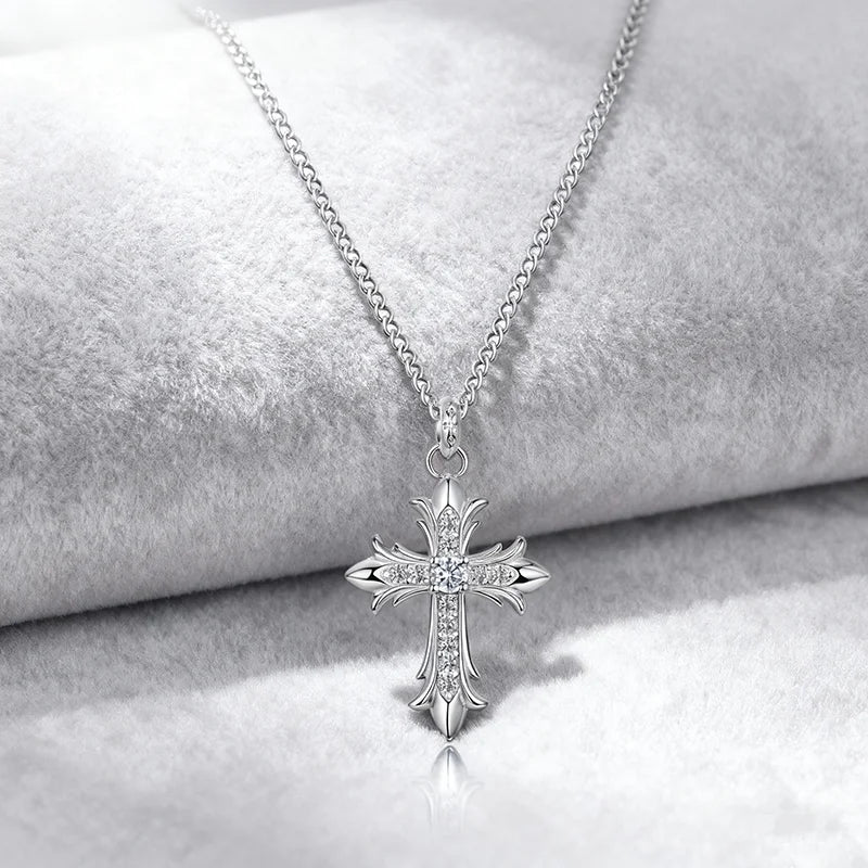 Collier pendentif croix en moissanite WOSTU pour femmes et hommes, Unsix for Believer, argent sS925, véritable moissanite, bijou d'accent