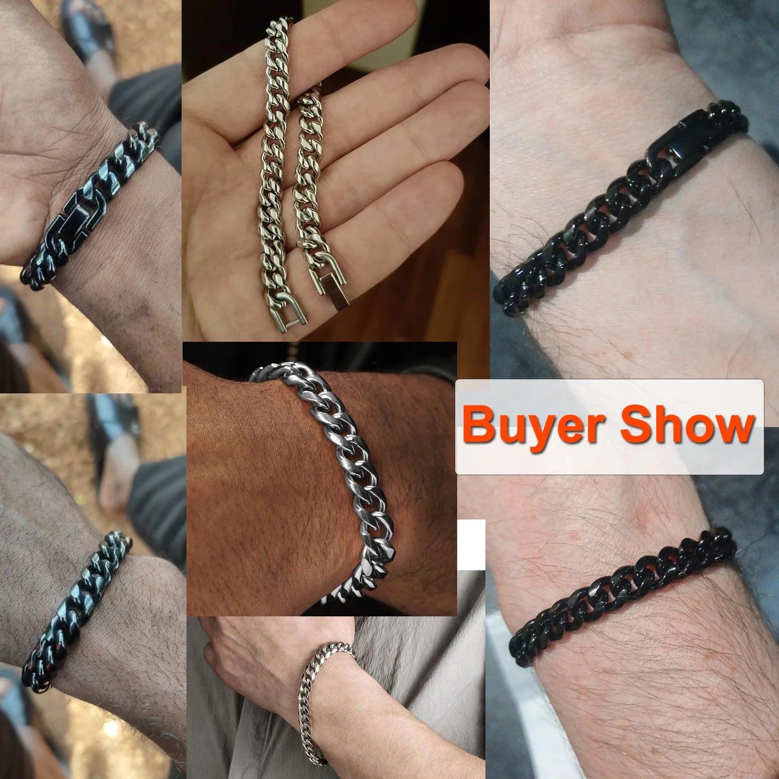Bracelets à chaîne cubaine audacieux Vnox 8 mm/10 mm pour hommes, bracelet à maillons gourmette Miami en acier inoxydable noir, bijoux épais pour garçons