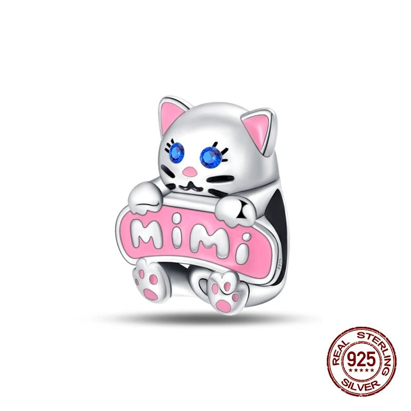 100% 925 Sterling Silver Cute Cat's Paw Dog Animal Pets Charms Beads Fit 3mm 925 Original Bracelet Fine DIY Birthday Jewelry