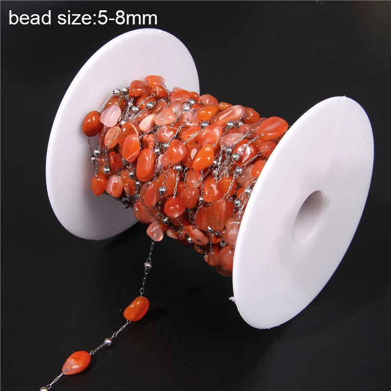 Natural Quartzs Stone Stainless Steel Chips Beads Chains For DIY Bohemia Jewelry Making Women Necklace Choker Bracelet Handmade - Madeinsea©