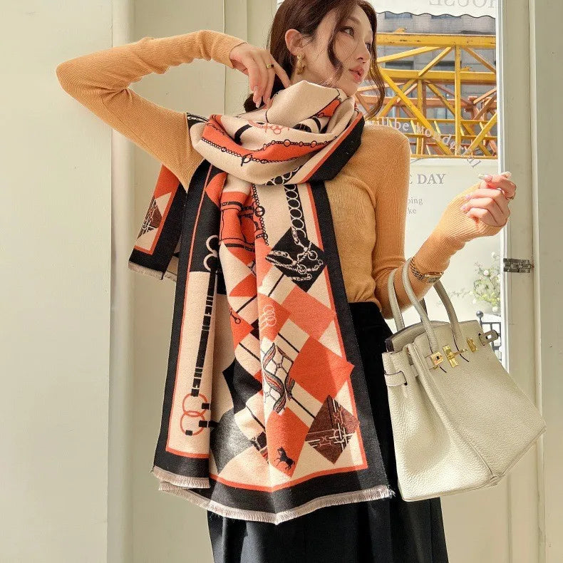 Print Cashmere Scarf Women Thick Warm Winter Blanket Brand Female Luxury Quality Shawl Wrap Bufanda 2025 Poncho Echarpe Pashmina
