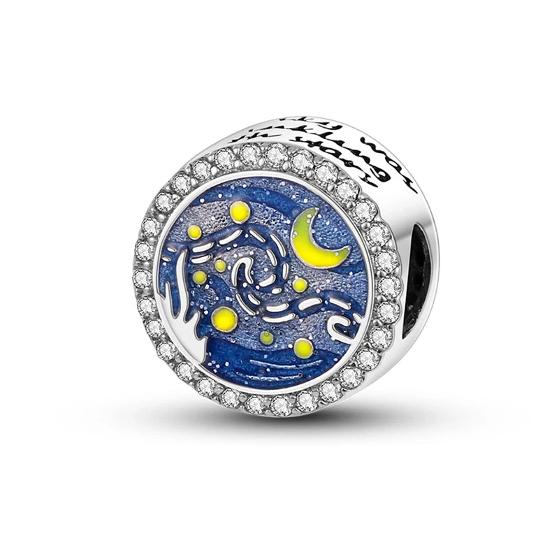 Genuine 925 Silver Evil Eye Blue Zircon Round Lucky Charms Beads Fit Pandach 925 Original Bracelets Fine DIY Birthday Jewelry