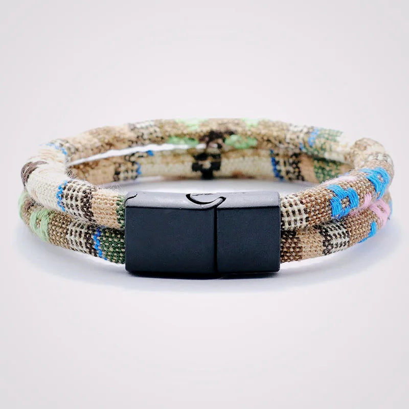 Noter Bohemian Rope Man Bracelet  6mm Double Layer Macrame Braclet Beach Bijoux Homme Turkey Survival Braslet Pulseira Masculina
