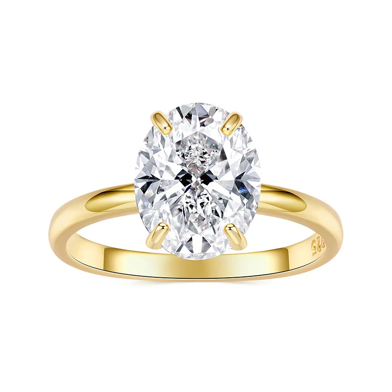 WOSTU Real 925 Sterling Silver 3.5ct Oval Engagement Rings for Women , Cubic Zirconia 18K Gold Promise Wedding Rings for Lover