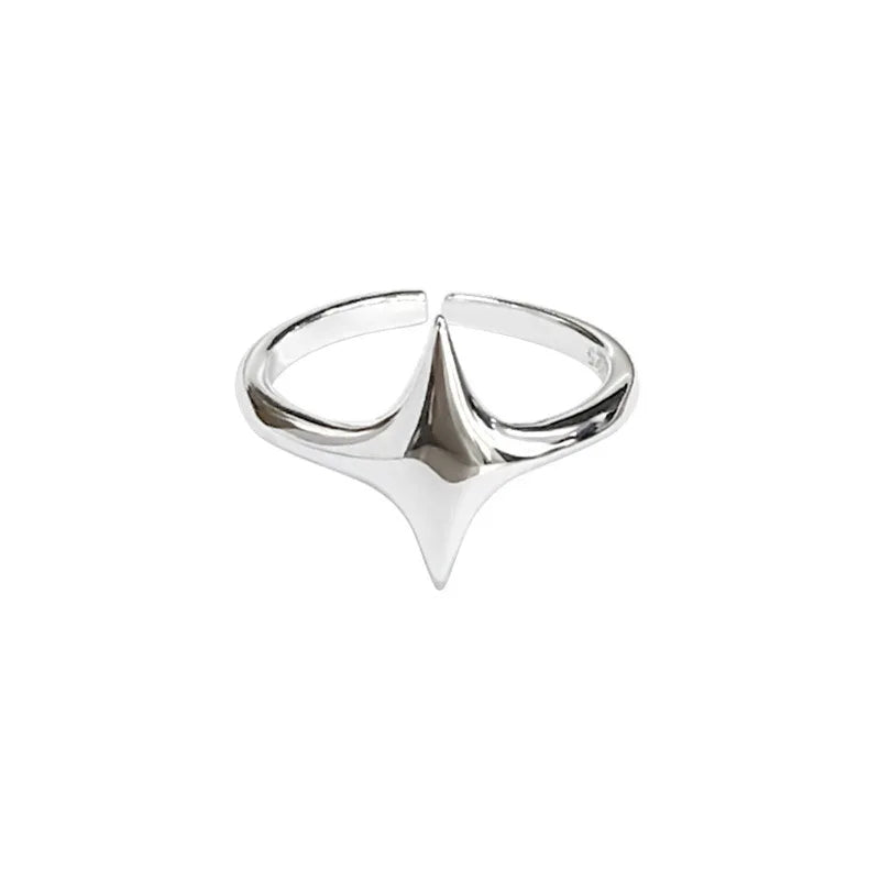 925 Sterling Silver Rings For Women Geometric Fine Jewelry Finger Adjustable Simple Star Ring For Party Birthday Gift