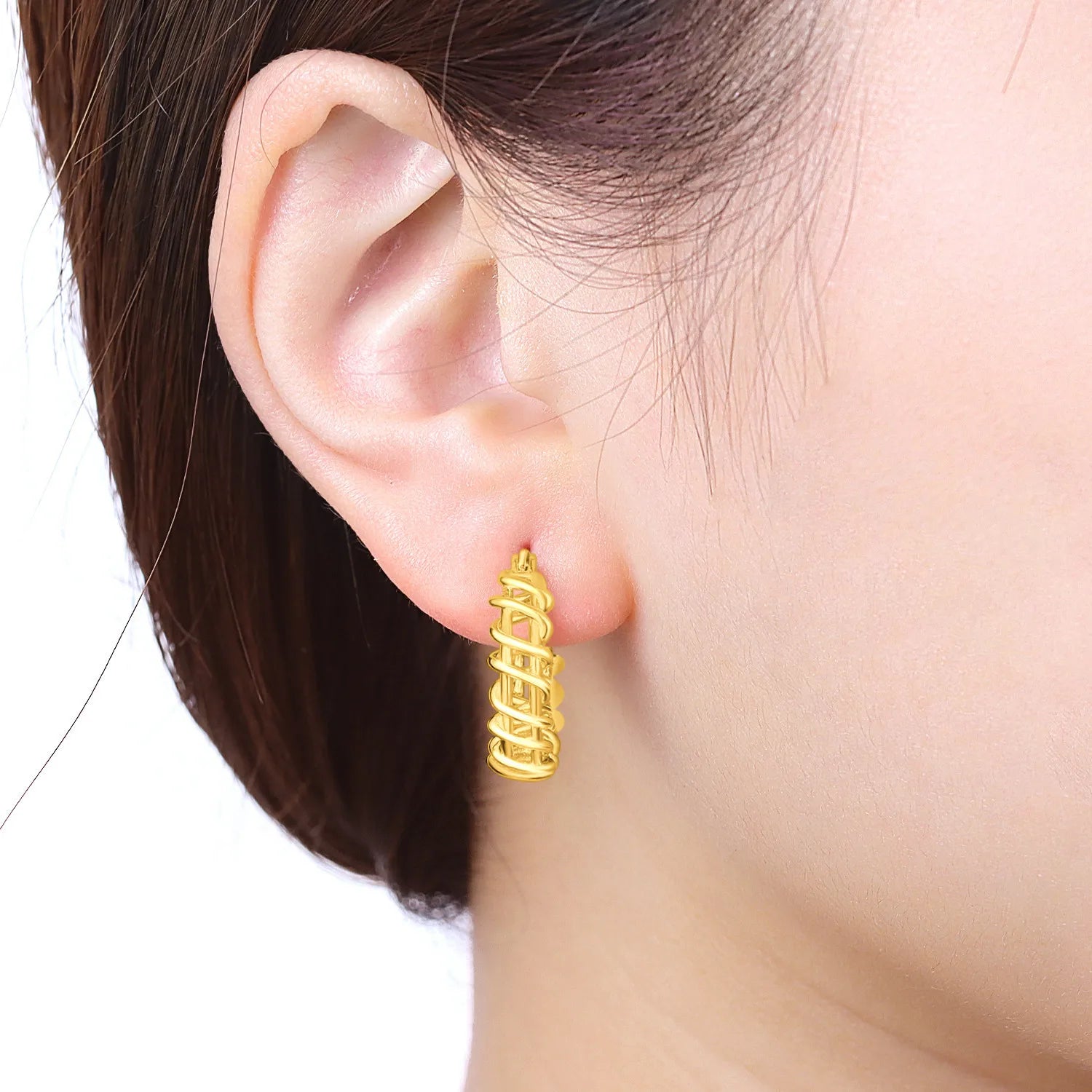 PANPOKI S925 Sterling Silver Golden Simple Hollow out Earrings Hoop Earrings For Women Jewelry Original Party Trendy Gifts