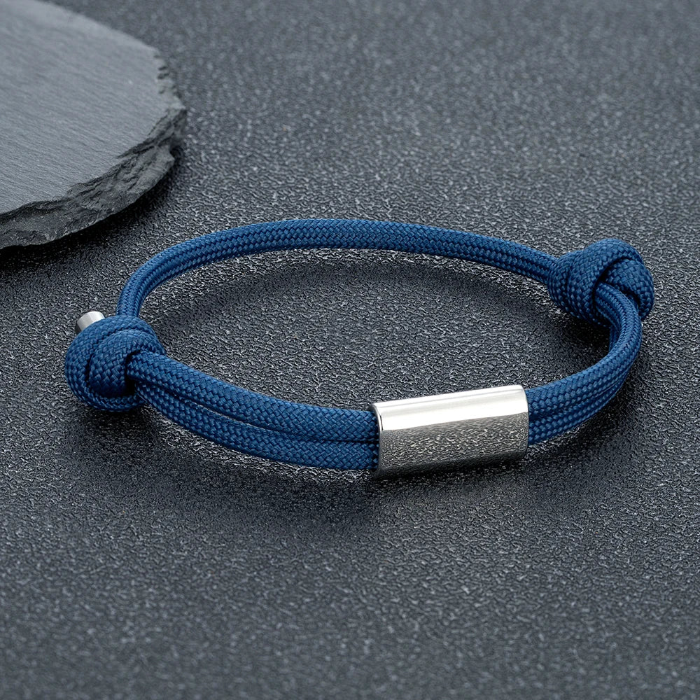MKENDN Personalized Sailing Rope Bracelet Engraved Name Waterproof Cord Men Women Camping Jewelry Gift