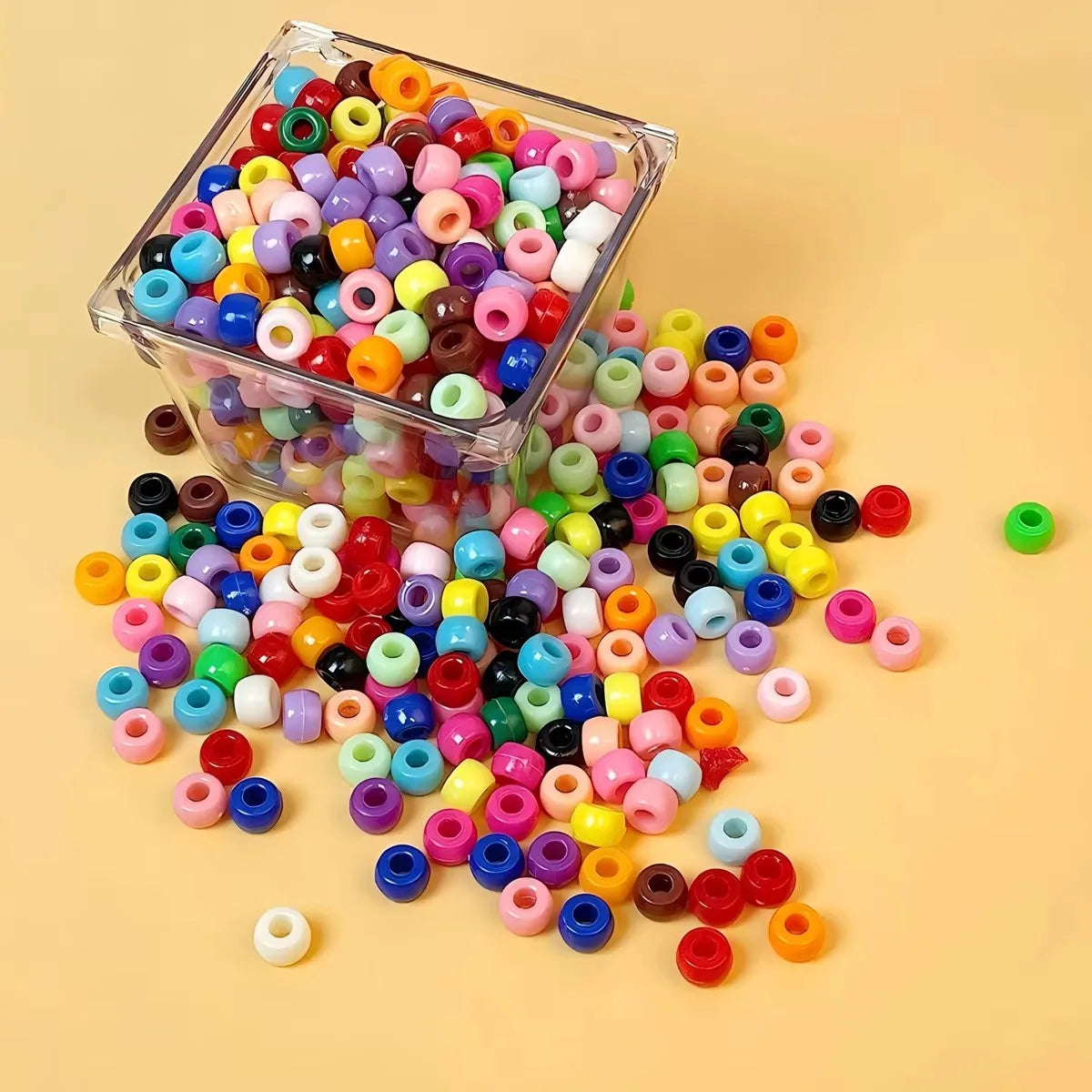 500/1200pcs Pony Candy Colorful Plastic Beads For Jewelry Making DIY Hair Braiding, Bracelet Necklace Handicrafts Small Business