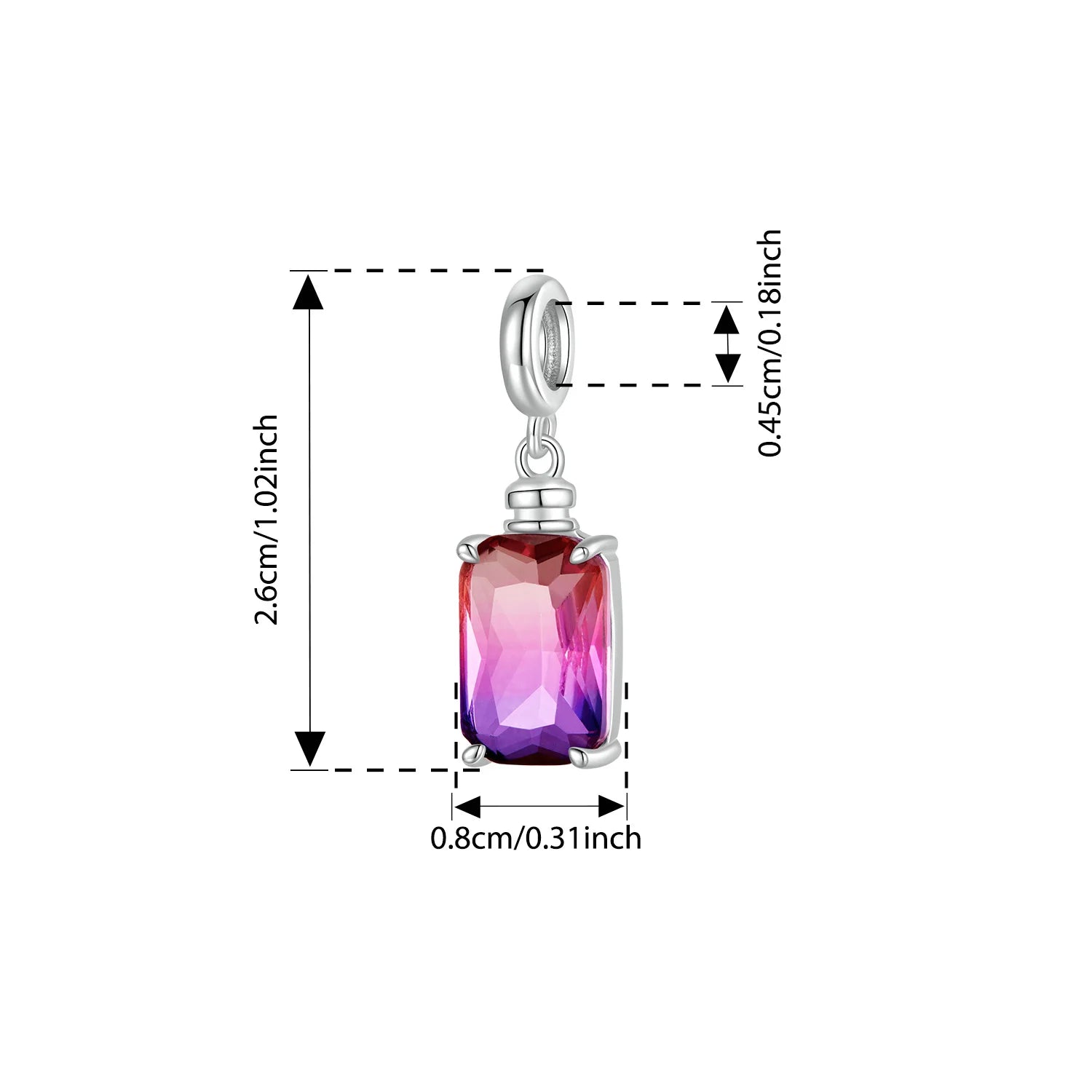 BISAER 925 Sterling Silver Ombre Perfume Bottle Charm Bead Perfume Bottle Pendant for Women DIY Bracelet & Neckalce Fine Jewelry