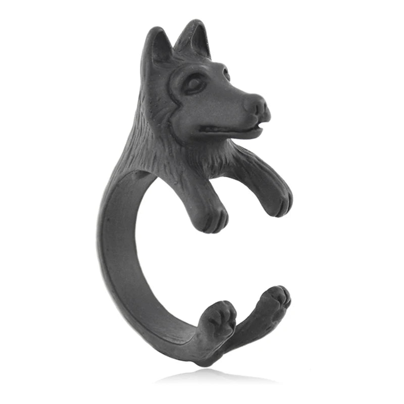 Vintage Hippie Brass Knuckle Cute Beagle&Husky&Boxer Anel Ring Boho Lovely Dog Anillos Animal Rings For Bague Femme Men Jewelry