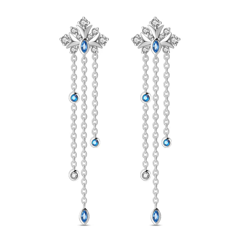 New Classic Earring For Women 925 Silver Sparkling Zircon Serpentine Rectangular Star Cat Double Hoop Earring Engagement Jewelry