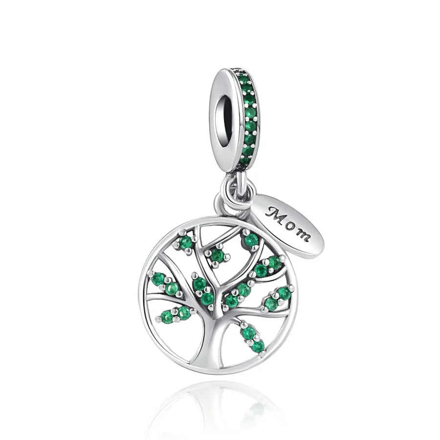 Hot New Summer green series Silver Clover Bead Maple Bird Charm Fit Original Women Bracelet DIY Fine Dangle Jewelry Amulet Gift