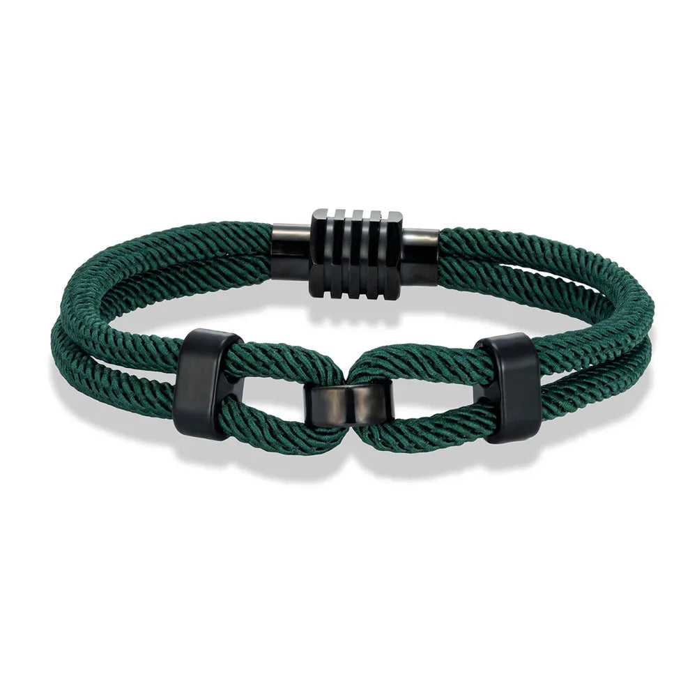 MKENDN 4mm Braided Rope Bracelet for Men Nautical Wrap Magnetic Button Bangle Bicycle Accessories Fashion Pulseria Homme