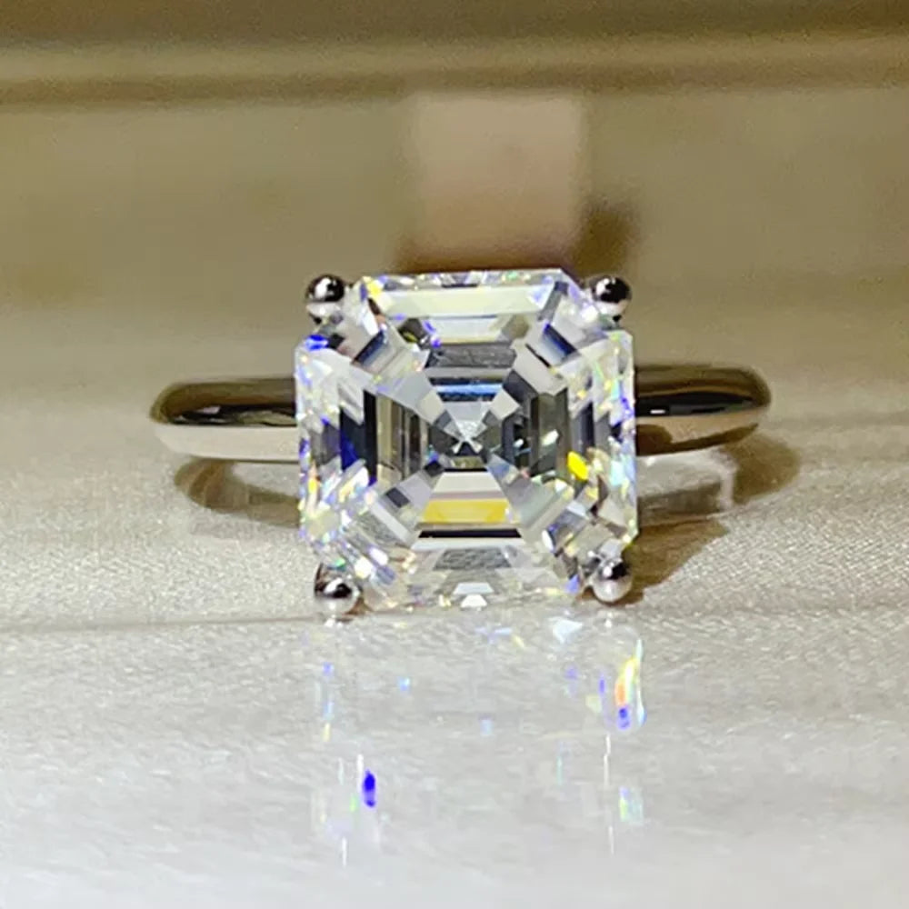 Serenity 2ct 3ct 5ct Asscher D Moissanite Rings for Women Solid s925 Silver Square Lab Diamond Eternity Rings Plated 18K Jewelry - Madeinsea©
