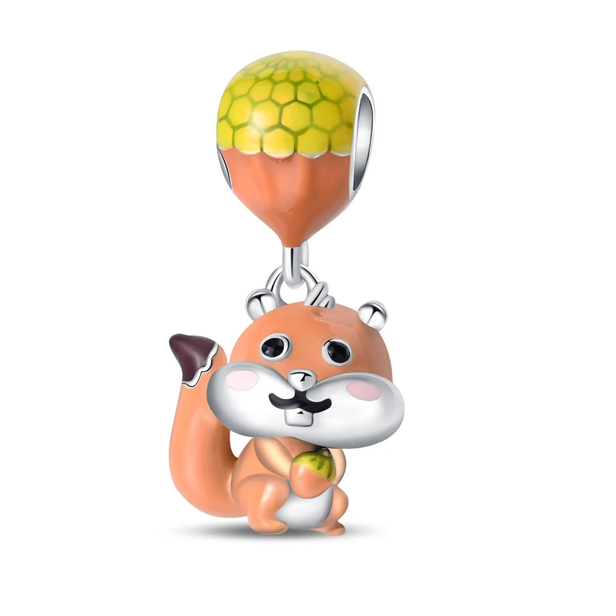 Fashion Autumn 925 Silver-Plated Squirrel Maple Leaf Pumpkin Yellow Charms Beads Fit 3mm 925 Original Bracelets DIY Jewelry