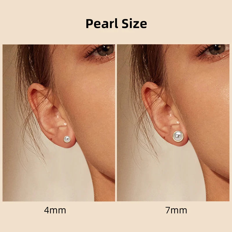 OXTAO 925 Sterling Silver Natural Freshwater Pearl Earrings 3.5-4mm/6.5-7mm Luxury Wedding Earrings for Women Gift