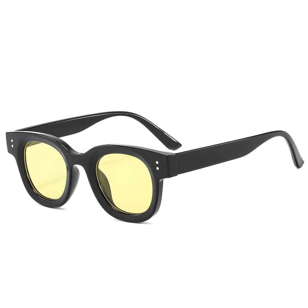 Fashion Classic Retro Rivets Oval Frame Thickened Sunglasses 2025 Ocean Film Small Round Frame Street Photo Sun Glasses Female