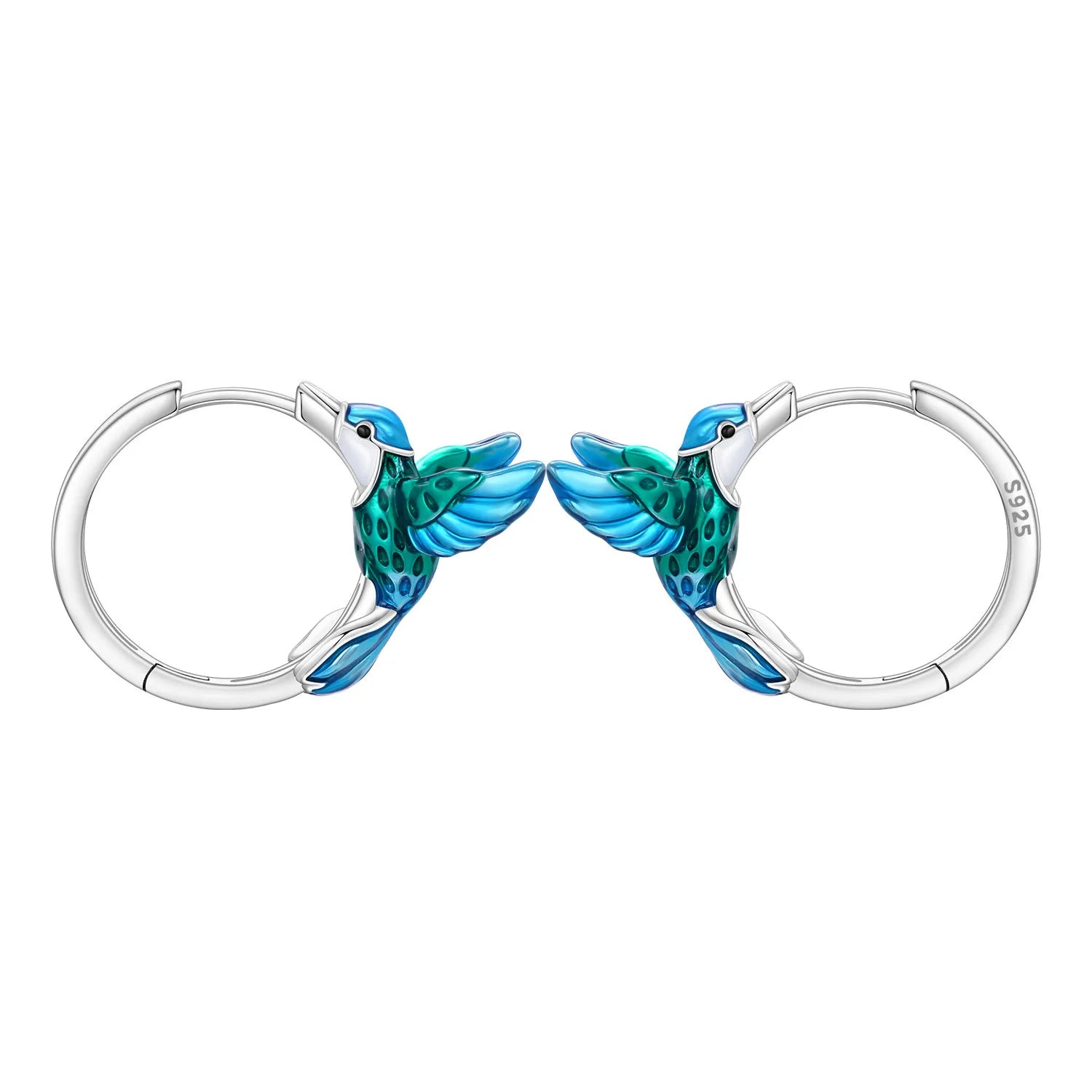 PANPOKI Original 925 Sterling Silver Hummingbird Earrings Women Hoop Earring Anniversary Jewelry Trendy Gifts