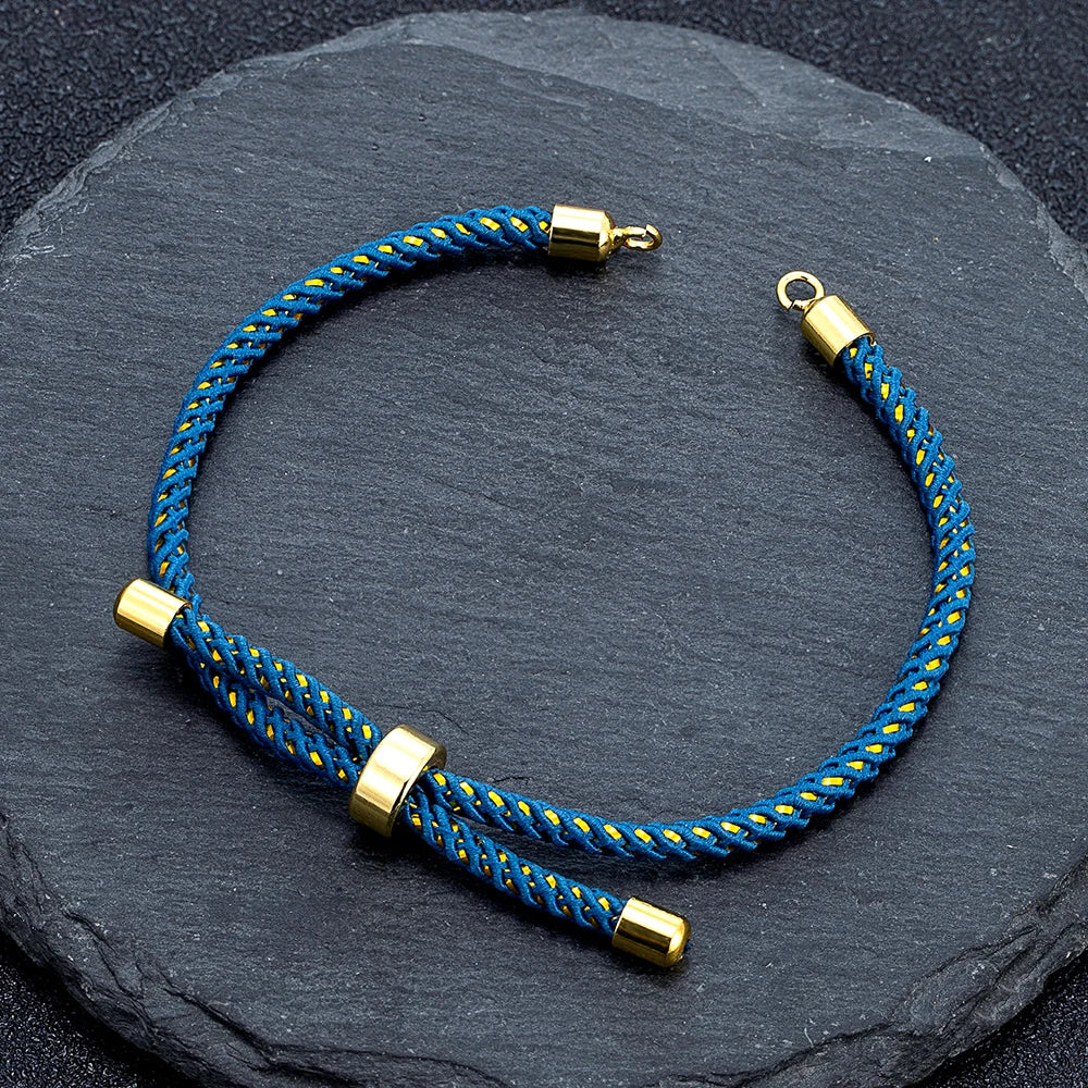 MKENDN Adjustable Rope Cord Sliding Bracelet with Slider Silk Cord Bracelet  Braided Rope Bracelet 3mm String Bracelet for Bead