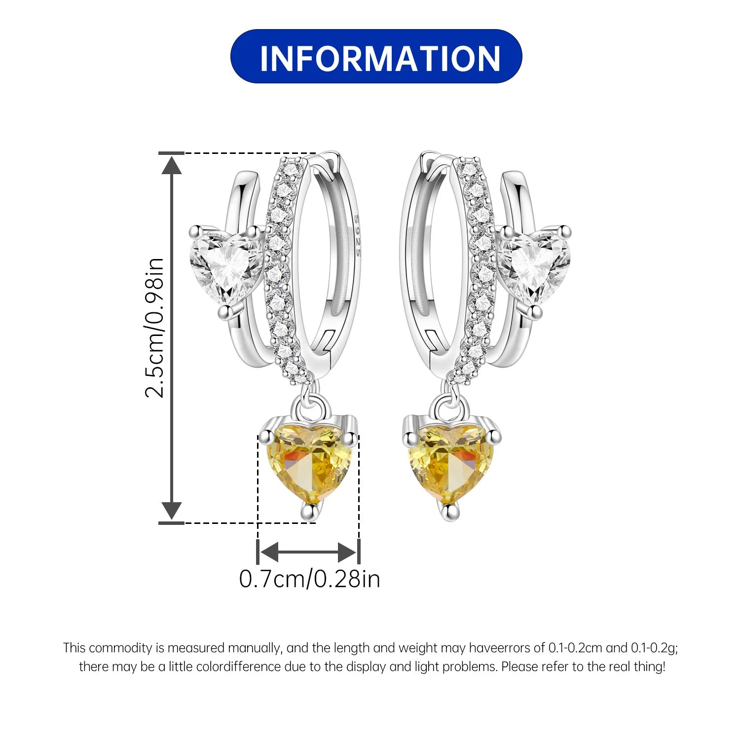 PANPOKI 925 Sterling Silver Versatile Double Loop Heart Drop Earrings Women Earrings Charm Fashion Versatile Party Jewelry Gift