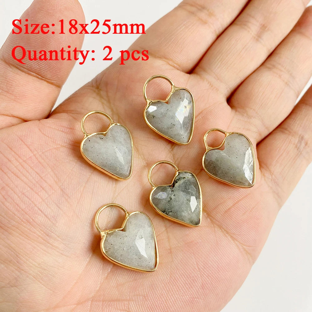 2PCS Natural Flash Labradorite Stone Pendant Irregular Shape Fashion Flash Labradorites Charms Connector For Jewelry Making DIY