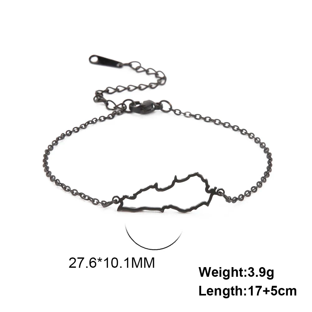 Hollow Syria Map Egypt Lebanon Yemen Map Bracelet Stainless Steel Gold Color Bracelet for Friend Memorial Gift