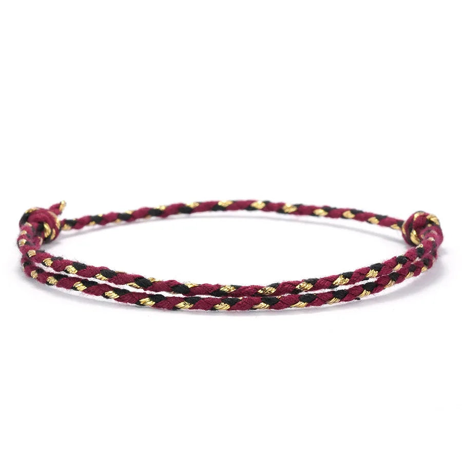 Minimalist 2mm Thin String Bracelet Unisex Handmade Weaven Adjustable Lucky Chinese Cord Tibetan Braslet Casual Pulseria Joias