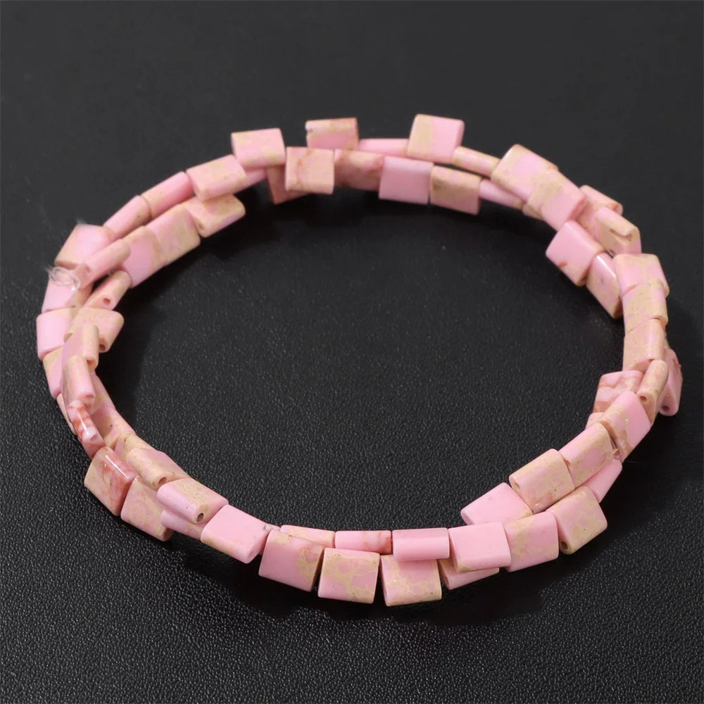 5MM Double Hole Square Bead Natural Tiger Eye Quartzs Imperial Jaspers DIY Beads For Jewelry Making Bracelet Necklace Handmade