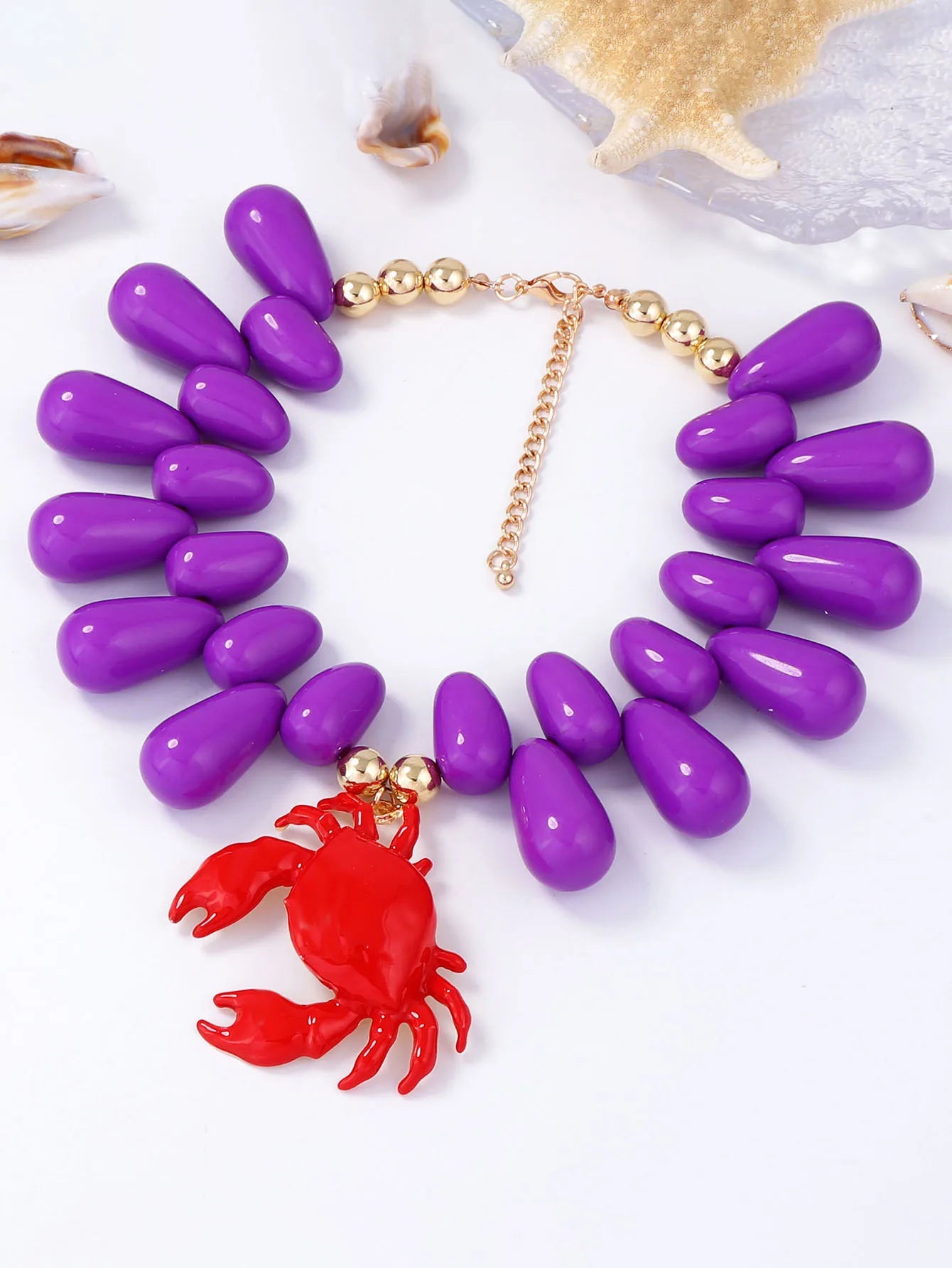 Collier ras-de-cou femme en alliage multicolore à imprimé crabe exagéré