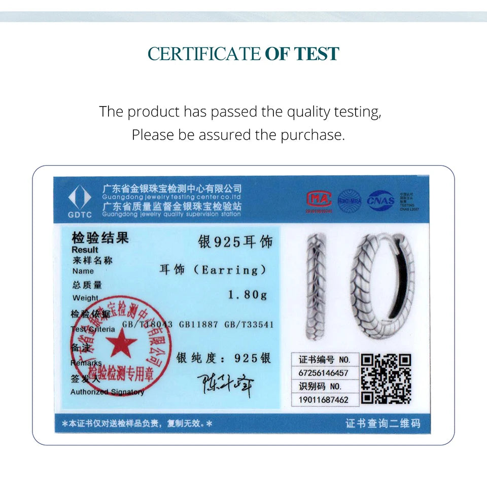 BAMOER Klassische 925 Sterling Silber Schlangenmuster Huggie Ohrringe, kleine runde Huggie Mode Creolen für Damen BSE1175