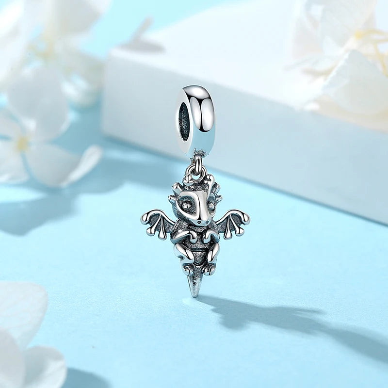 Original 925 Sterling Silver Charms Beads Wizard Hat Dragon Charm Halloween Fit Brand Bracelets Necklaces Women DIY Jewelry