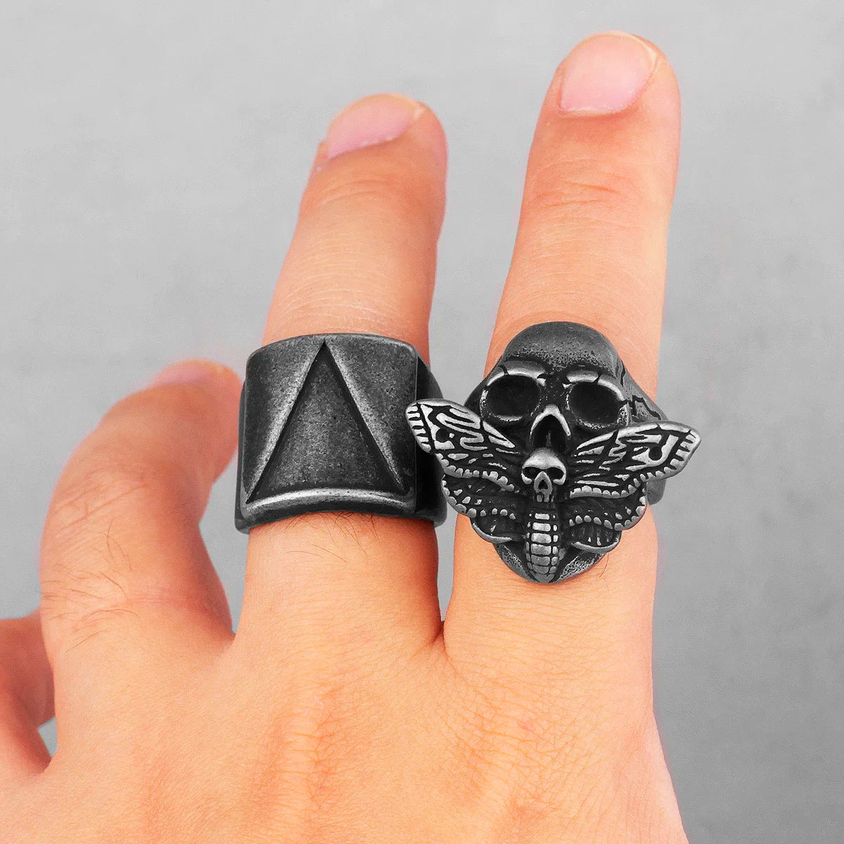 Retro Black Butterfly Skull Stainless Steel Mens Rings Punk Hyperbole for Male Boyfriend Biker Jewelry Creativity Gift Wholesale