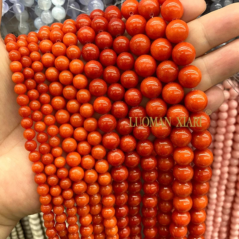 6/8/10/12MM Natural Stone Fossil White Round Loose Spacer Beads for Jewelry Making DIY Earrings Bracelet Charms Accessories 15''