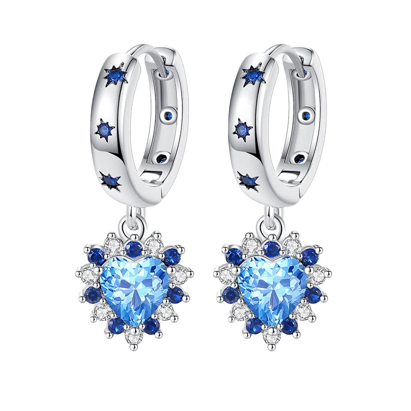 Fashion 925 Silver Earring Blue Zircon Star Moon Butterfly Irregularity Earrings For Woman Fine Engagement Birthday Jewelry Gift