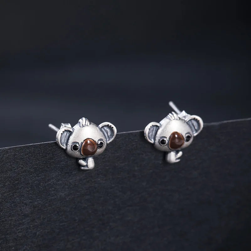 Boucles d'oreilles MKENDN Vintage en argent sterling 925, mini koala créatif, bijoux tendance pour femmes et jeunes filles, cadeau idéal pour étudiantes
