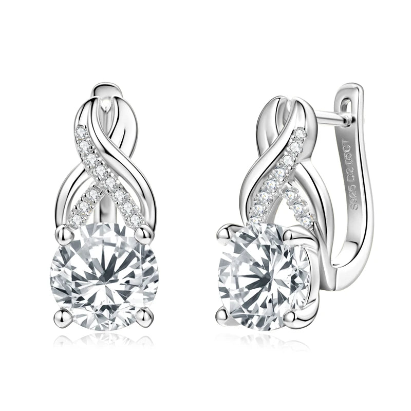 OXTAO 925 Sterling Silver Moissanite Infinity Hoop Earrings for Women 18K Gold Plated Wedding Party Jewelry Christmas Gifts