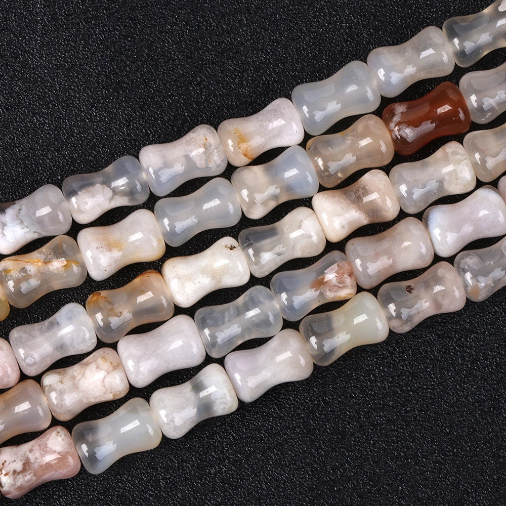 New Arrival Natural Sakura Agates Stone Bead Cherry Blossom Agat Rondelle Tube Loose Spacer Beads For Jewelry Making Accessories