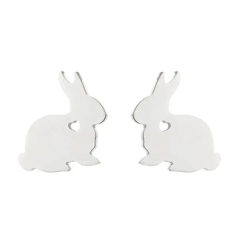 HIPPOP Street Rock Stud Earring Piercings Fashion Stainless Steel Cute Animal Rabbit Earstuds Earrings for Men and Women Gift