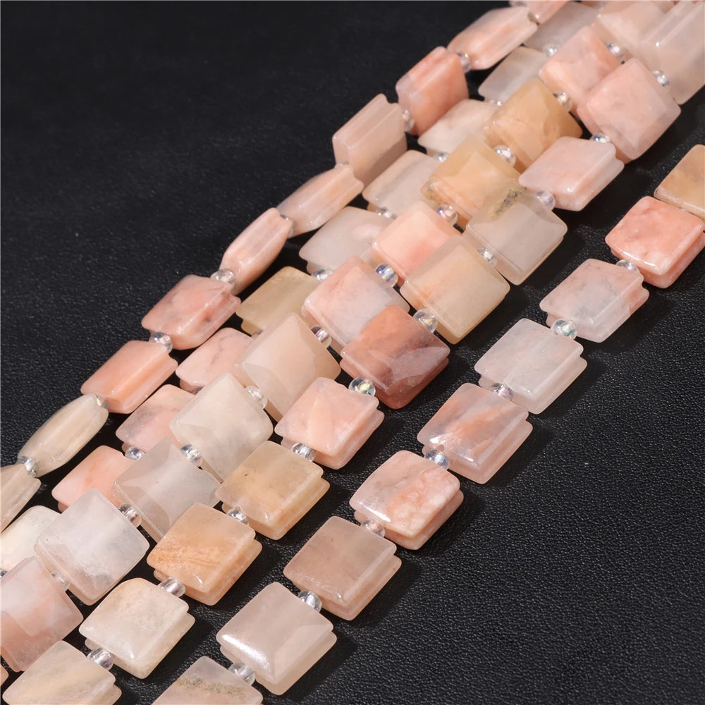 High Quality Gems Stone Bead Natural Cube Flat Square Loose Spacer Beads For Jewelry Making Bracelet Necklace DIY Crafts 10MM