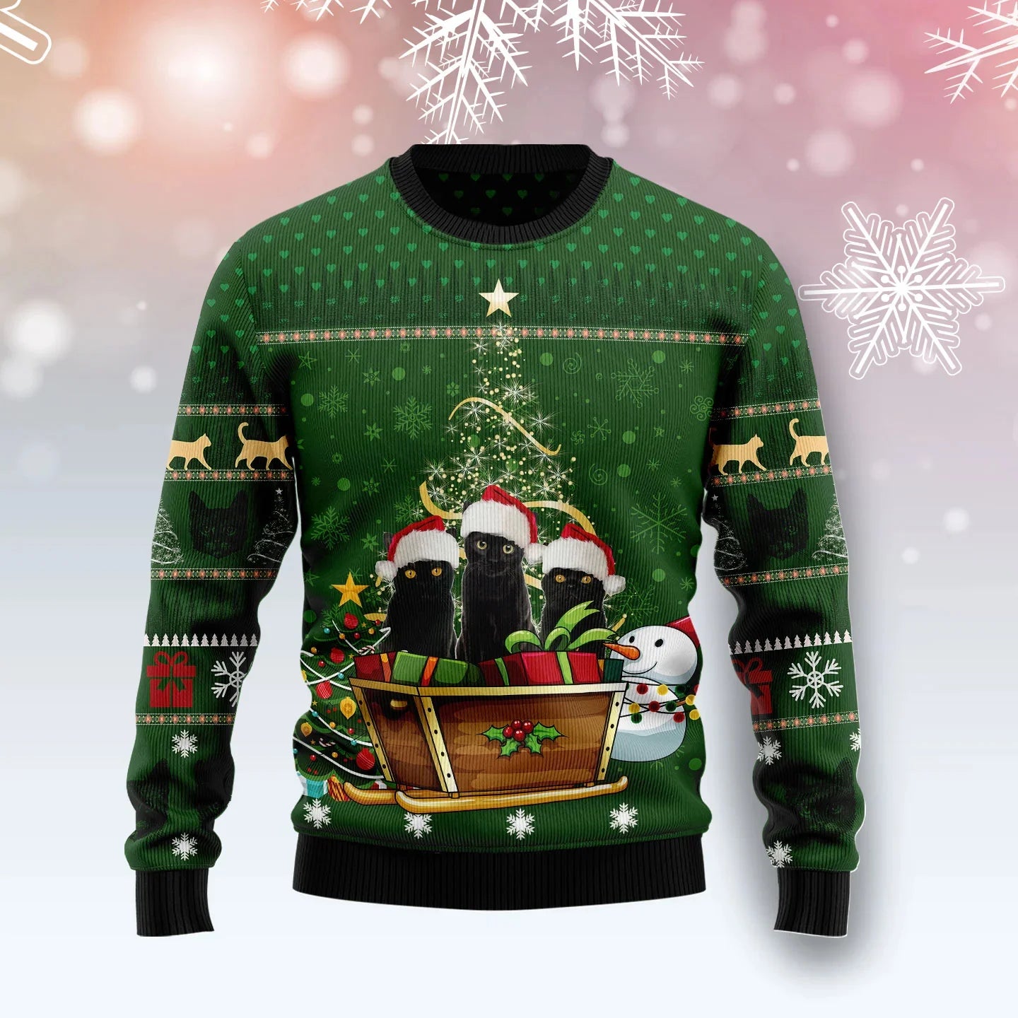 Cat Pizza Christmas Tree Pattern 3D Printed Mens Ugly Christmas Sweater Winter Unisex Casual Warm Knitwear Pullover MY44